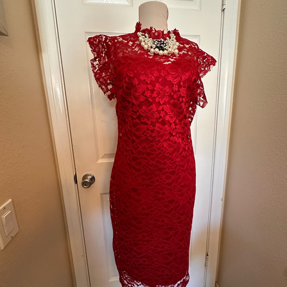 Elegant Red Lace Dress